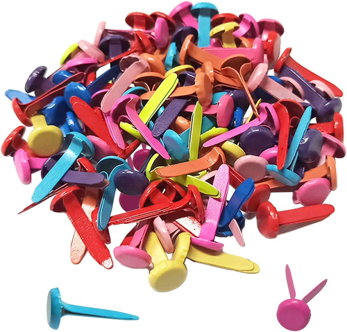 100 Pcs Brass Paper Fasteners, 8X17Mm Plated Mini Brads for Scrapbooking Crafts  - Picture 1 of 12