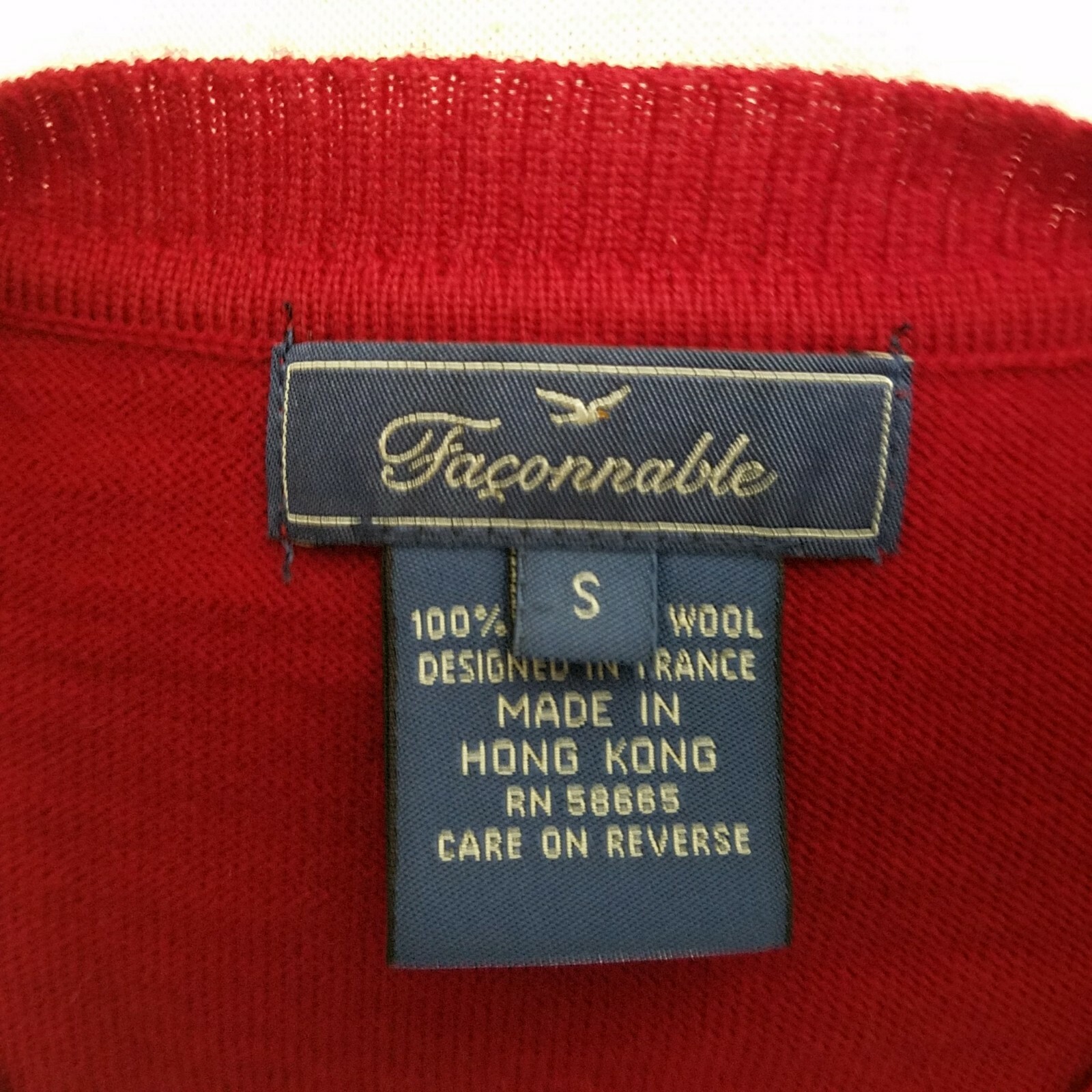 FACONNABLE Sweater Vest Red 100% Merino Wool V-Ne… - image 8