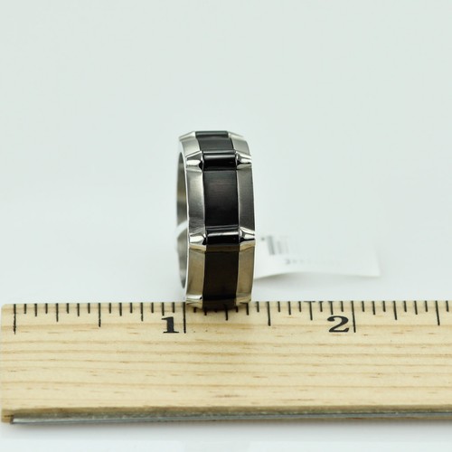 MOVADO STAINLESS STEEL MEN'S BAND WITH BLACK MIDDLE RING SIZE 9.75 - Picture 7 of 7