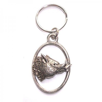 Silver Wild Boar Design English Pewter Keyring Handmade In England Key Ring New