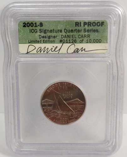 2001-S PROOF STATE QUARTERS ICG CERTIFIED ARTIST SIGNATURE SERIES 5 COIN SET - Picture 6 of 7
