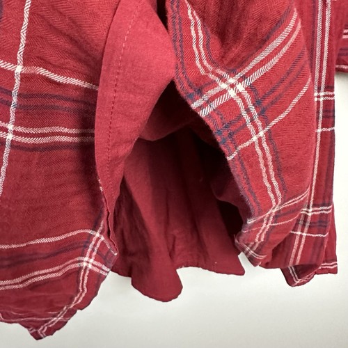 Ann Taylor LOFT Plaid Tiered Shirtdress Burgundy Red Long Sleeves Size Med NEW - Picture 7 of 12