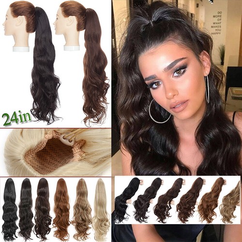 60cm Pferdeschwanz Haarteil Locken Kordelzug Lang Haarverlängerunge Ponytail DE - Bild 2 von 22