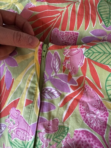 Vintage Lilly Pulitzer Girls Sz 6 Tropical Frogs Scalloped Hem Sleeveless Dress - Picture 6 of 6