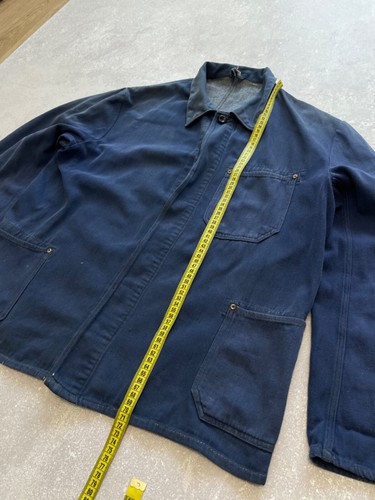 Giacca da lavoro francese vintage indaco chore cappotto Sanfor denim cotone blu uomo L - Foto 22 di 24