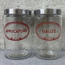 Vintage Medical Jars by Glasco For Any Medical Office Set of 2 Red