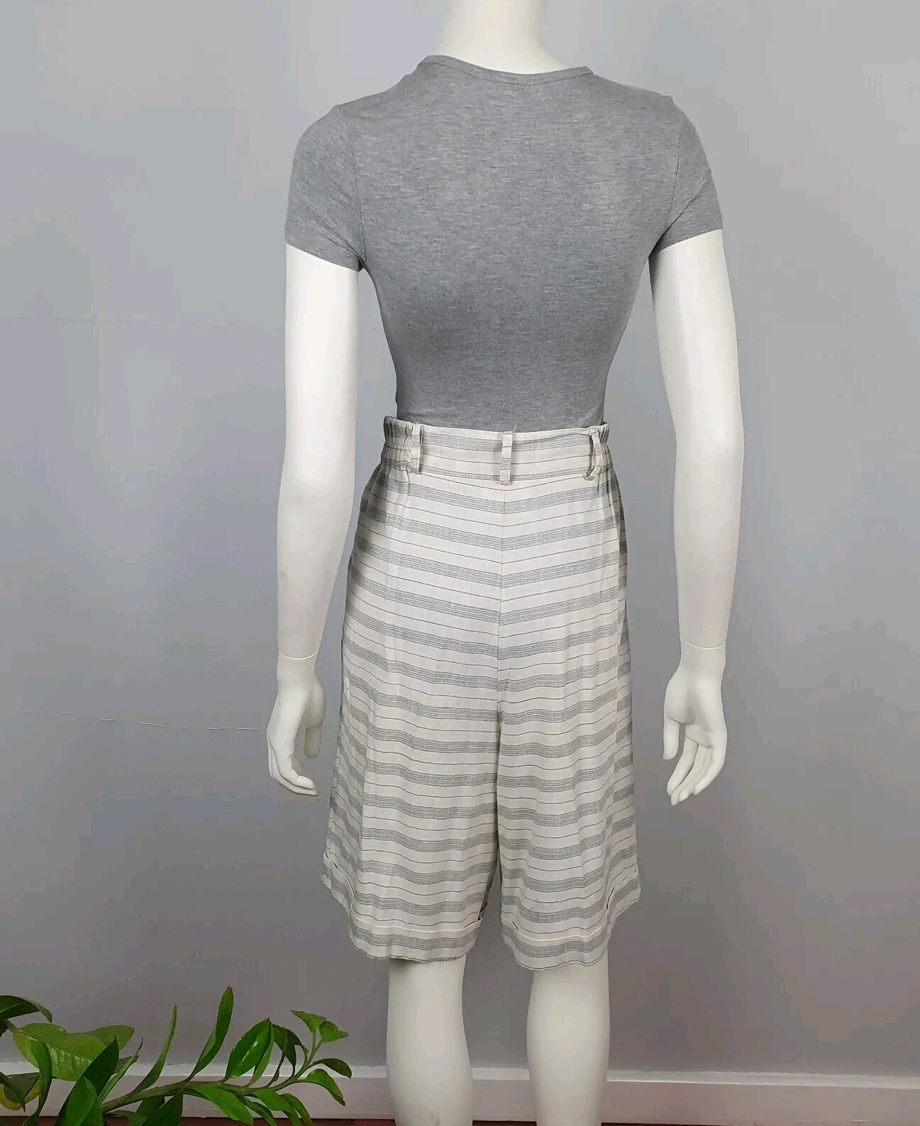 Vintage Katies Shorts Size 16 Cream Grey Striped … - image 10