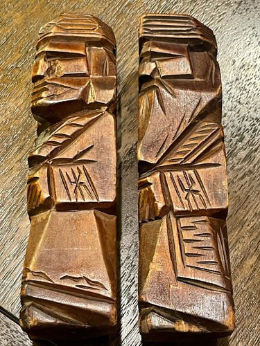 Vintage japanische Holz Ainu Kokeshi Puppe Figur Set Neu in Verpackung Okimono Interieur - Bild 13 von 15