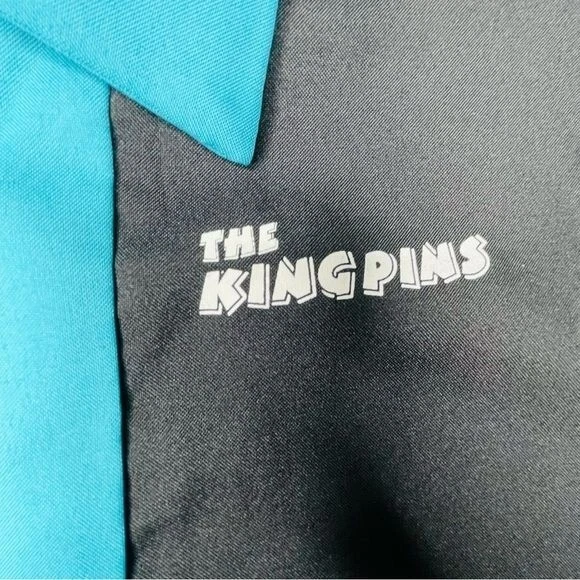 Camisa de boliche Forum Novelty’s azul e preta he kingpins fantasia de Halloween med - Imagem 3 de 4