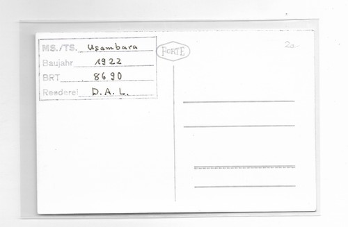 Schiffspost / 1922 D. USAMBARA, ungebrauchte Foto-AK - Bild 2 von 2