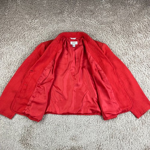 TALBOTS Petites Red Orange Linen Long Sleeve Collared Blazer Womens 14W Classic - Picture 17 of 19