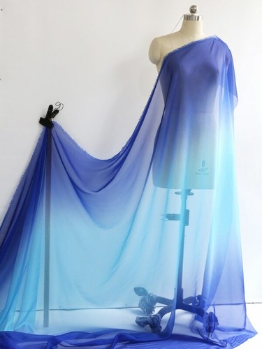 1 Yard Thin 30D Ombre Chiffon Fabric Dancing Scarf Hanfu Gauze Material Gradient - Picture 10 of 13