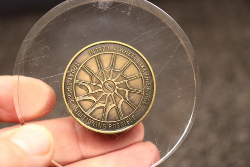 Carrier Air Conditioning Golden Anniversary Bronze Coin 1973 acrylic paperweight - Picture 4 of 5