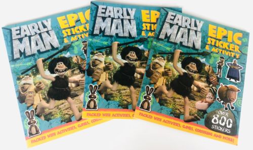 Set X3 Brand New Aardman Early Man Epic Sticker & Activity Book And rrp £8 each