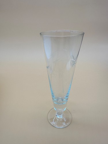 2 MCM Etched Wheat Design 8 1/2" Tall Footed Champagne Pilsner Crystal Glass - Bild 4 von 12
