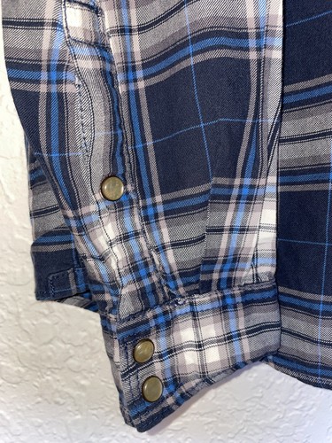 Aeropostale Mens Plaid Pearl Snap Shirt Medium Long Sleeve Western - Picture 4 of 12