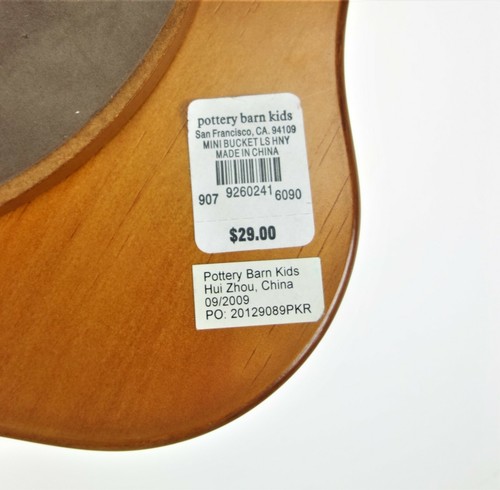 Pottery Barn Kids Mini Bucket Brown Wood Lazy Susan Crafts Organizer Server - Picture 4 of 5