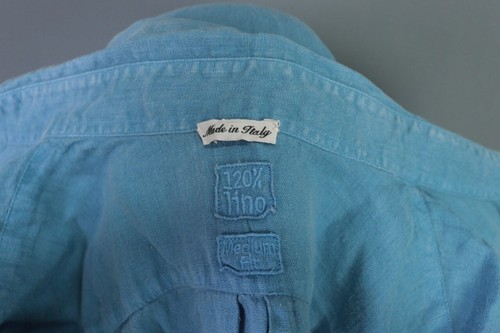 120% Lino Medium Fit Blue Linen Long Sleeve Tunic Top Shirt Size M - Picture 14 of 18