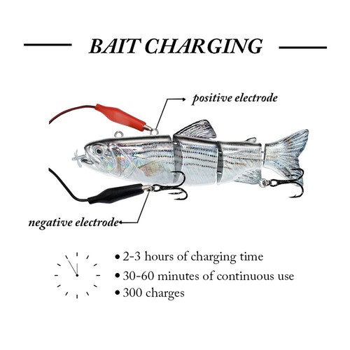 Robotic Robo Self Swimming Bait Fishing Lure Electronic LED USB Rechargeable UK - Picture 4 of 6
