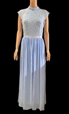Miusol Women's Maxi Dress M Blue Sleeveless Bridesmaids Floral Laced
