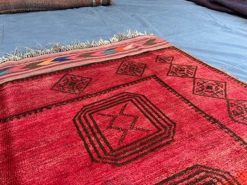 Vintage Afghan Baluchi Rug 6x9 Red Wool Hand Knotted Tribal Geometric Area Rug - Picture 5 of 10