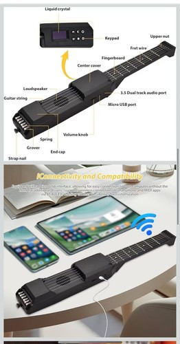 GUITARRA ELÉCTRICA INTELIGENTE SG7 Portátil Multifuncional con Capo Digital - Imagen 8 de 11