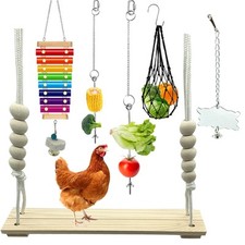 Chicken Toys 6 Pack for Hens, Swing, Xylophone, Mirror, Feeder, Skewer