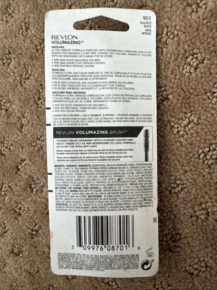 Revlon Volum-azing Volumazing Mascara - 901 BLACKEST BLACK - NEW SEALED - Image 4 of 4