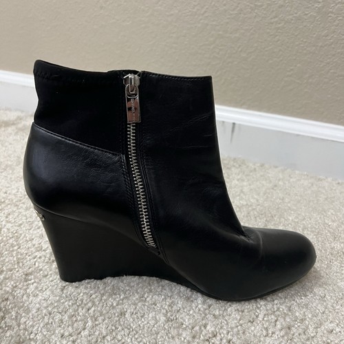 Michael Kors Bromley Keilabsatz Stiefeletten Wm schwarz Leder seitlicher Reißverschluss US 7,5 M - Bild 13 von 24