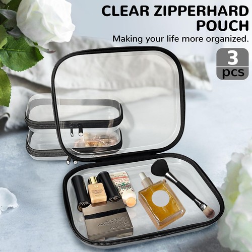 Estuche rígido transparente con cremallera de plástico con cremallera bolsa rígida transparente de viaje M... - Imagen 5 de 7