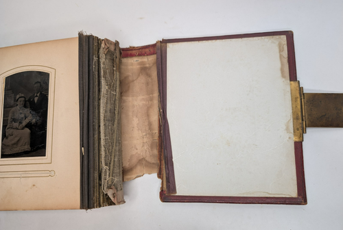 Antique Tooled Leather Photo Album with Photos - Bild 4 von 21