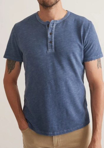 Marine Layer Vintage Heavy Slub Henley T-Shirt Small Blau Kurzarm Preppy