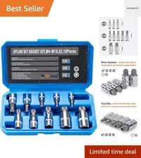 Corrosion-Resistant 10-Piece Spline Socket Set - M4 to M18 for Professionals