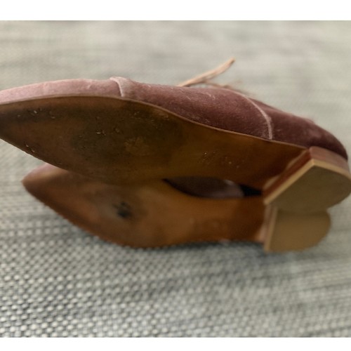 Stuart Weitzman Cello Velvet Lace Up Pointed Toe Oxford Flat Soft Petal Pink 9 - Picture 6 of 7