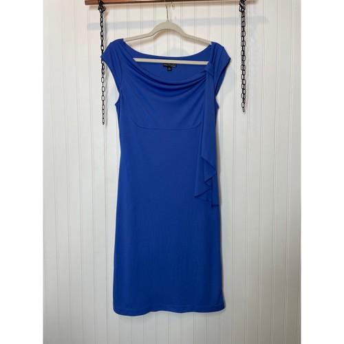 Chadwick’s Damen blaues Kleid gefüttert Shapewear Flügelärmel Cocktail Größe 4