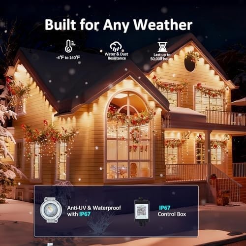 300Ft Permanent Outdoor Lights for House, App & Remote Control, RGB Smart Eaves - Picture 5 of 5