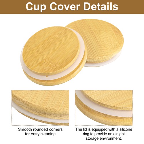 2 Stück 3,23 Zoll Bambus Deckel mit Silikon Dichtringe Holz Einmachglas Deckel - Bild 4 von 7