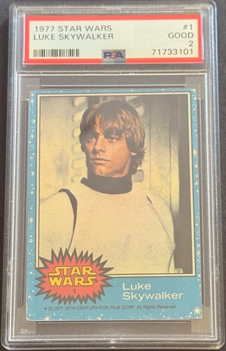 1977 Star Wars Luke Skywalker RC Rookie Card #1 Blue Set PSA 2 Good - Picture 1 of 2