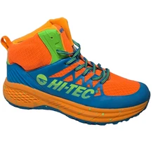 Hi-Tec Mens Destructor Logo High Top Trail Hiking Shoes Sneakers Blue Orange 9.5