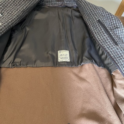 VTG Harris Tweed Overcoat Mens Brown Scottish Wool Topcoat Handwoven Union 37 - Picture 8 of 14