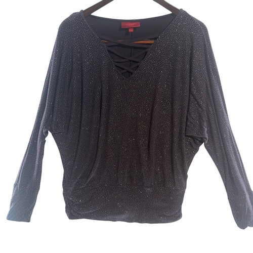 Jennifer Lopez lila Glitzer überkreuzter V-Ausschnitt Top Damen Medium Langarm - Bild 2 von 9