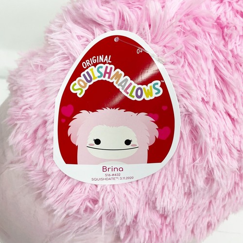 Squishmallows Brina The Pink Bigfoot Día de San Valentín 16 pulgadas Nuevo con etiquetas - Imagen 2 de 3