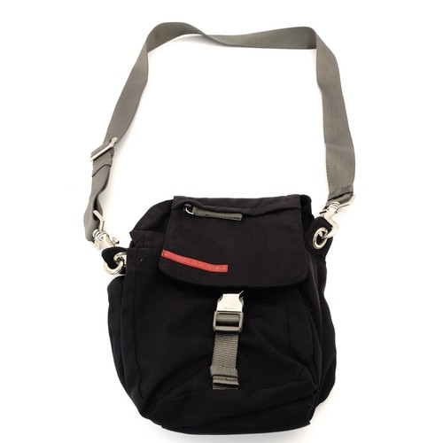 1USD start auction !! Prada Sport Shoulder Bag Black Nylon Men's