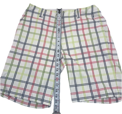 Nike Dri-fit Plaid Golf Bermuda Shorts White, Pink, Green, Black Women’s Size 12 - Picture 2 of 6