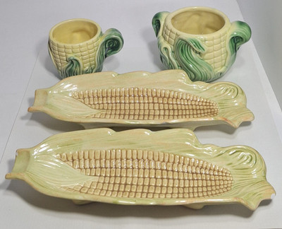 Vintage Corn on the Cob Ceramic Dishes 1977 & 2 Stanford Ware Pieces: Cup & Bowl