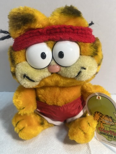 Vtg Garfield Daikin Plush Cat Cartoon Strip Workout Headband Red Shorts D60 - Picture 4 of 7
