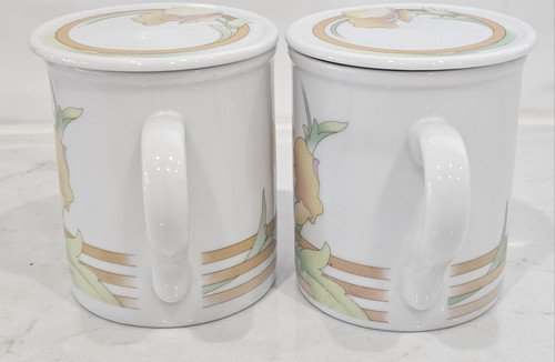 The Toscany Collection Japan Vintage Orange / Yellow Pastel Floral Mugs with Lid - Picture 3 of 10