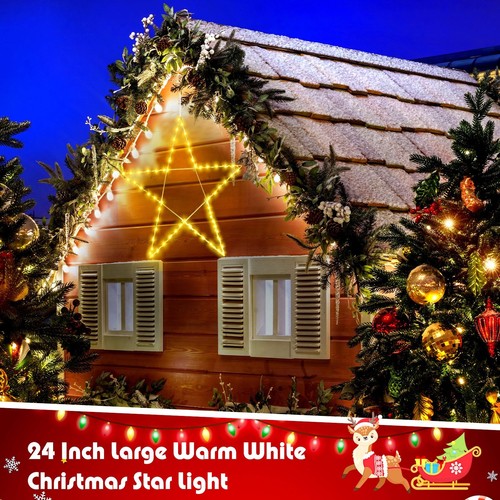 Large Lighted Christmas Star Warm White LED Outdoor Star Light Xmas Light up ... - Picture 2 of 7