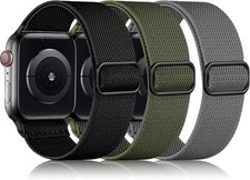 3 Pack Soft Nylon Braided Elastic Strap for Apple Watch 49mm 44mm Series 11 10 9