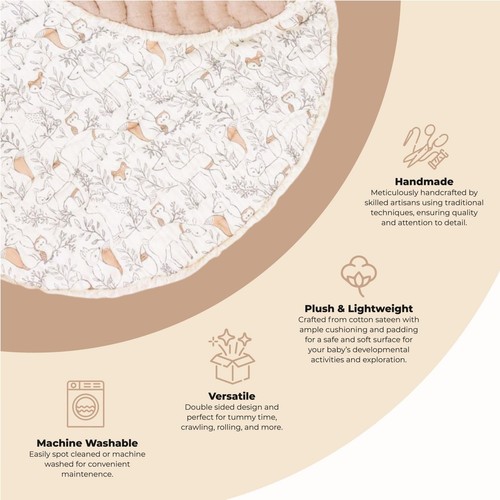 Activity Mat, Baby Play Mat for Boys and Girls, Woodland Animals, 40" x 40", ... - Picture 2 of 8